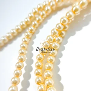 Perla de Vidrio por Tira Amarillo Pastel