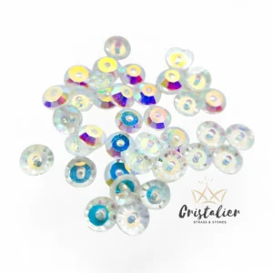 Cristal Transparente AB Con Orificio Para Coser