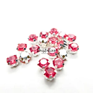 Cristal Rosa Coral Engarzado Para Coser