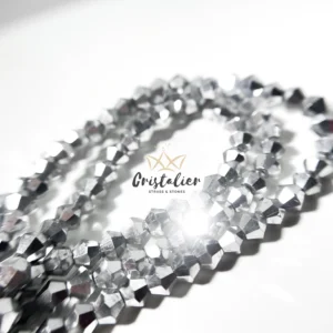 Cristal Bicono Plateado Por Tira
