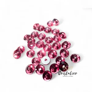 Cristal Rosa Con Orificio Para Coser