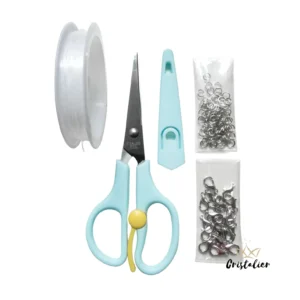 Kit Bisutería Básico BROCHES - HILO ELÁSTICO TRANSPARENTE - TIJERA