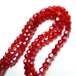 Cristal Bicono Rojo Italiano Tornasol Por Tira
