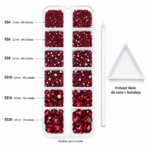 Set Mix Cristales Rojo Italiano SS4-SS20 NO HOTFIX + Herramientas