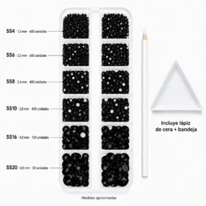 Set Mix Cristales negro SS4-SS20 NO HOTFIX + Herramientas