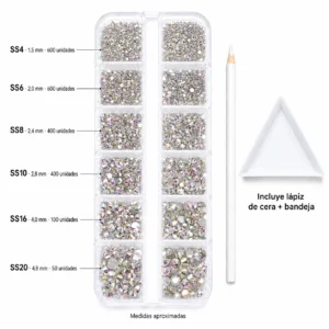 Set Mix Cristales tornasol SS4-SS20 NO HOTFIX + Herramientas